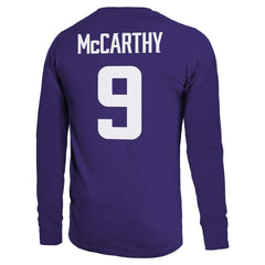 J.J. McCarthy Minnesota Vikings Majestic Threads Name & Number Long Sleeve T-Shirt - Purple for sale