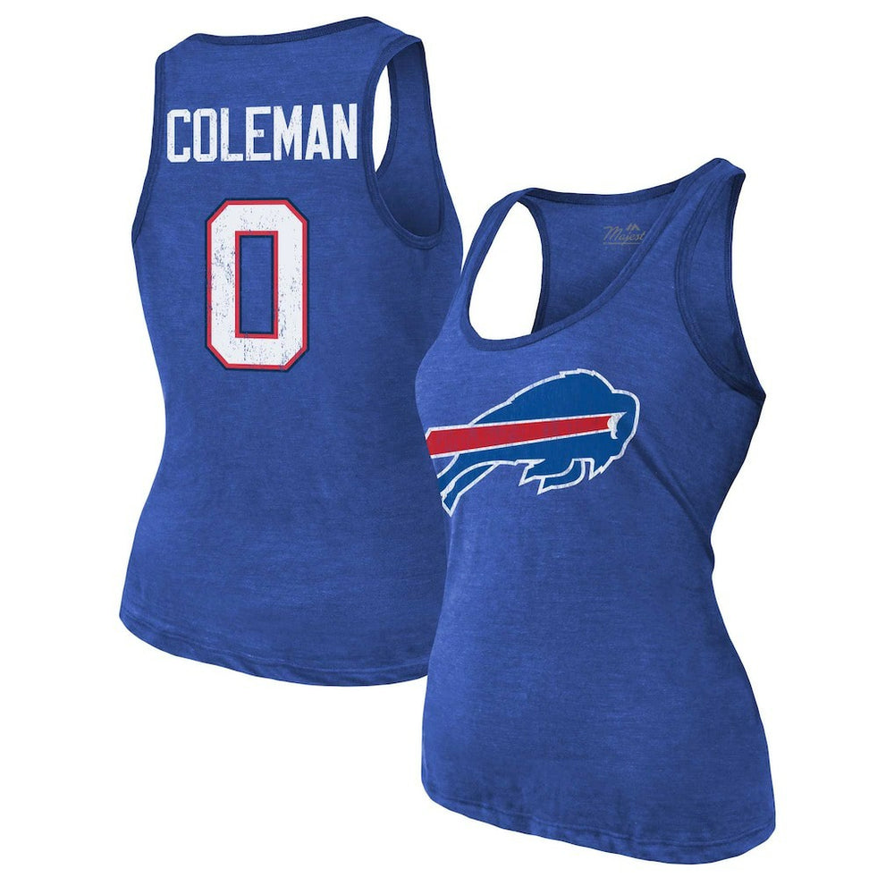Keon Coleman Buffalo Bills Majestic Threads Women's Name & Number Tri-Blend Scoop Neck Tank Top - Royal sale