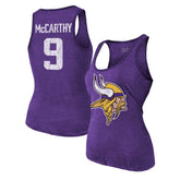 J.J. McCarthy Minnesota Vikings Majestic Threads Women's Name & Number Tri-Blend Scoop Neck Tank Top - Purple for sale