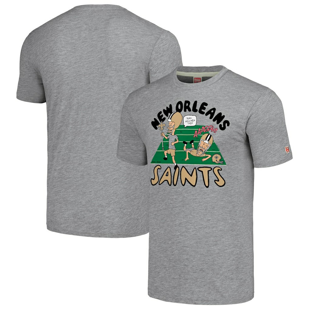 New Orleans Saints NFL x Homage x Beavis and Butt-Head Unisex Tri-Blend T-Shirt – Gray for sale