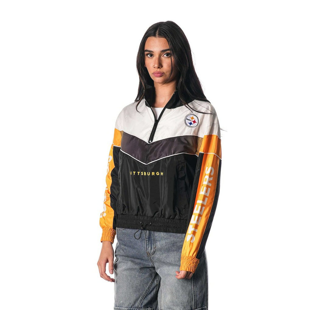 Pittsburgh Steelers The Wild Collective Women's 1/4 Zip Track Jacket - Black sale