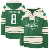 Alexander Ovechkin Washington Capitals '47 St. Patrick's Day Player Name & Number Lacer Pullover Hoodie - Kelly Green Hoodies