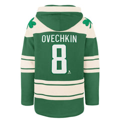 Alexander Ovechkin Washington Capitals '47 St. Patrick's Day Player Name & Number Lacer Pullover Hoodie - Kelly Green Hoodies