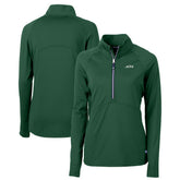 New York Jets Cutter & Buck Women's Primary Logo DryTec Adapt Eco Knit Stretch Recycled Raglan Half-Zip Top - Hunter Green on sale