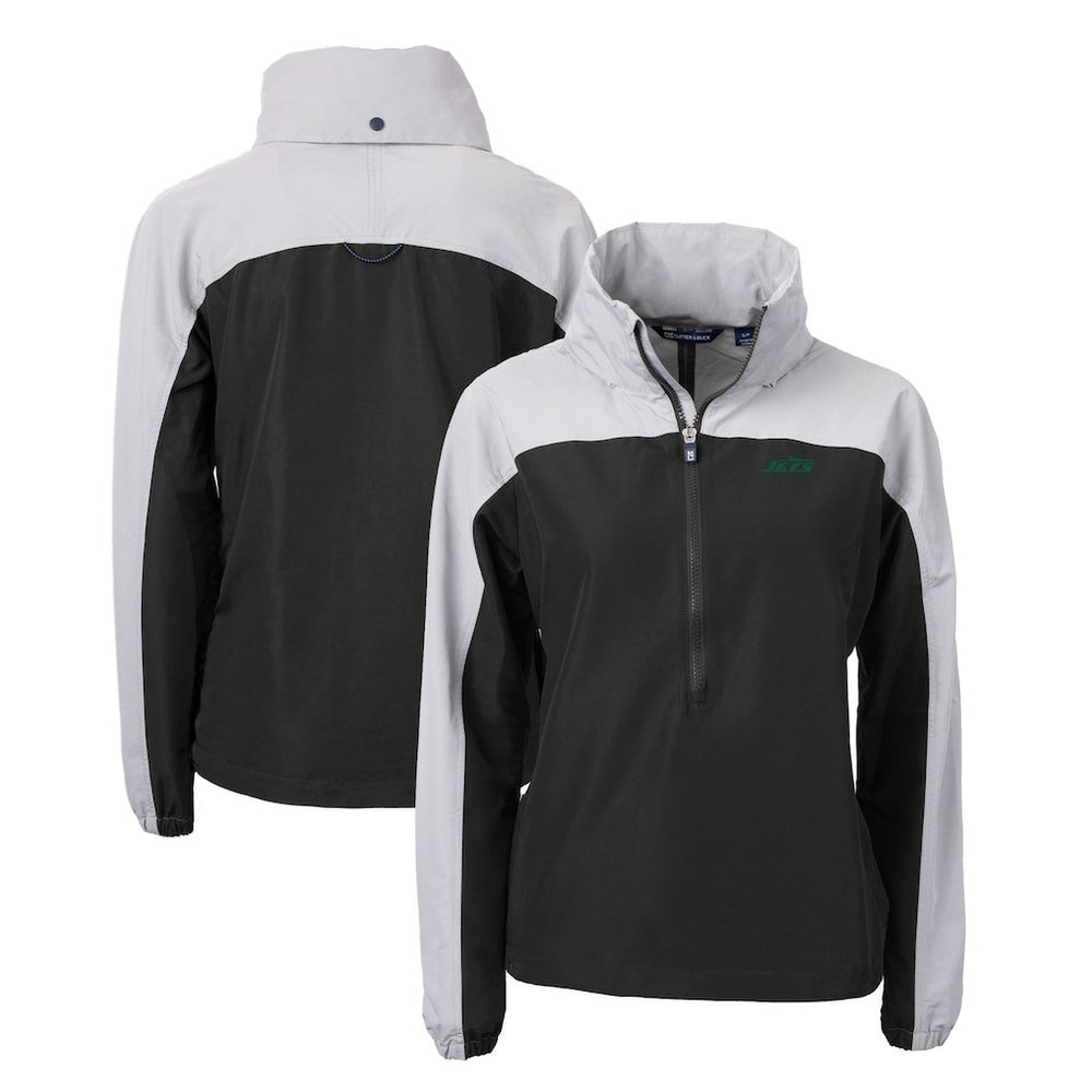New York Jets Cutter & Buck Women's Primary Logo Charter Eco Recycled Half-Zip Hoodie Anorak Jacket - Black on sale