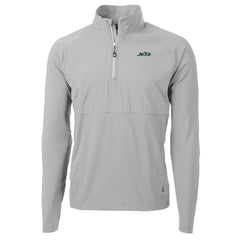 New York Jets Cutter & Buck Primary Logo Adapt Eco Knit Hybrid Recycled Raglan Quarter-Zip Top - Gray outlet
