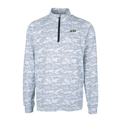 New York Jets Cutter & Buck Primary Logo Traverse Stretch Camo Print Eco Quarter-Zip Top - Gray for sale