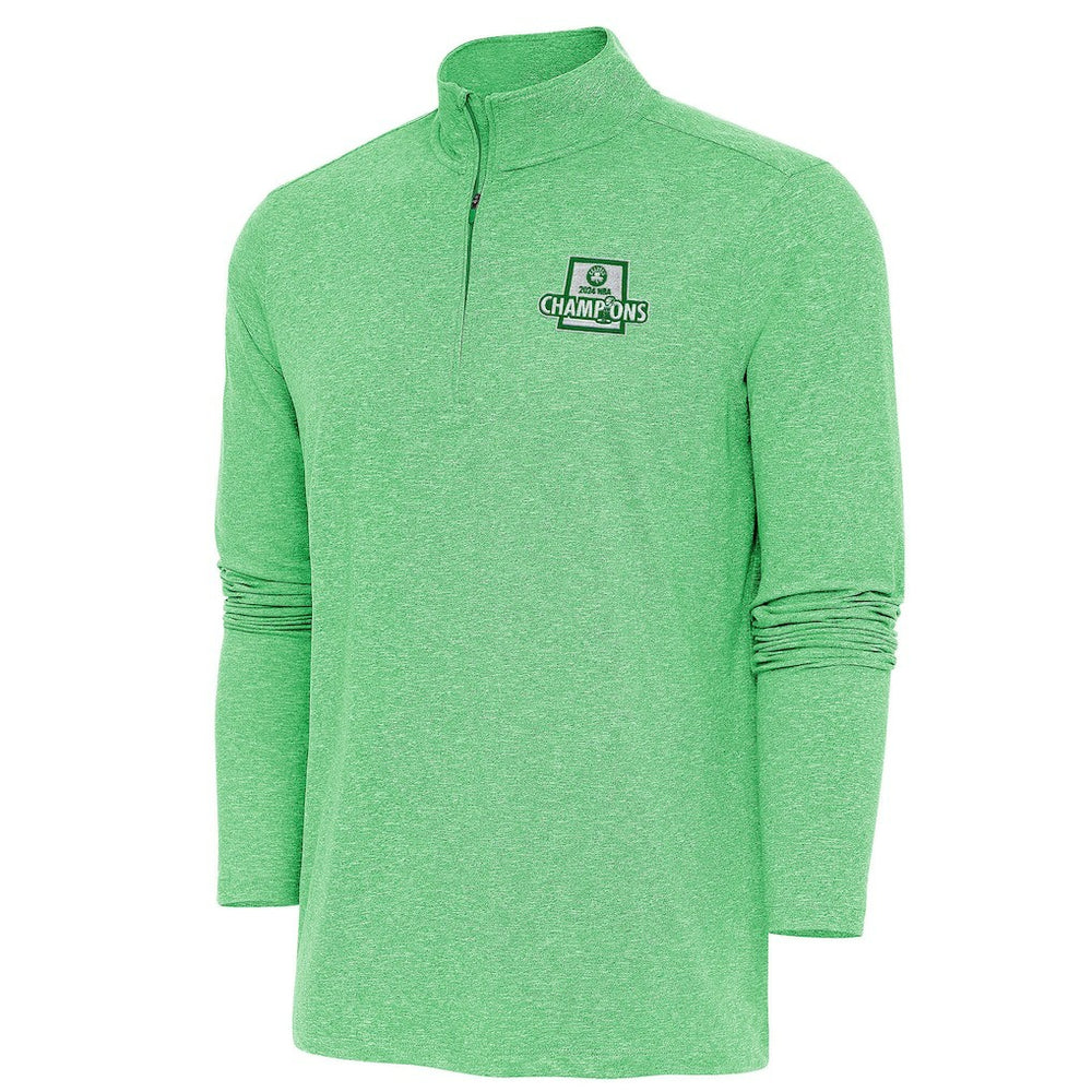 Boston Celtics Antigua 2024 NBA Finals Champions Hunk Quarter-Zip Pullover Top - Heather Kelly Green sale