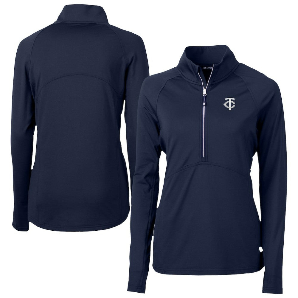 Minnesota Twins Cutter & Buck Women's Adapt Eco Knit Stretch Recycled Half-Zip DryTec Top Navy