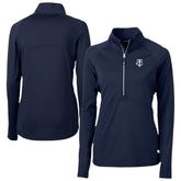 Minnesota Twins Cutter & Buck Women's Adapt Eco Knit Stretch Recycled Half-Zip DryTec Top Navy