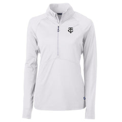 Minnesota Twins Cutter & Buck Women's Adapt Eco Knit Stretch Recycled Half-Zip DryTec Top White