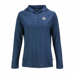 Milwaukee Brewers Cutter & Buck Women's Coastline Epic Comfort Eco Recycled Raglan Long Sleeve Hoodie T-Shirt Navy
