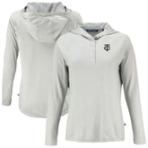 Minnesota Twins Cutter & Buck Women's Coastline Epic Comfort Eco Recycled Raglan Long Sleeve Hoodie T-Shirt Gray