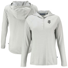 Minnesota Twins Cutter & Buck Women's Coastline Epic Comfort Eco Recycled Raglan Long Sleeve Hoodie T-Shirt Gray
