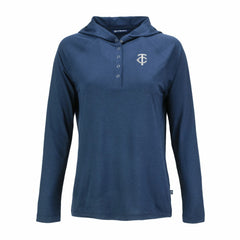 Minnesota Twins Cutter & Buck Women's Coastline Epic Comfort Eco Recycled Raglan Long Sleeve Hoodie T-Shirt Navy