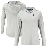 Detroit Tigers Cutter & Buck Women's Coastline Epic Comfort Eco Recycled Raglan Long Sleeve Hoodie T-Shirt Gray