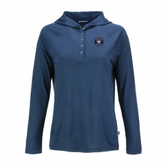 Houston Astros Cutter & Buck Women's Coastline Epic Comfort Eco Recycled Raglan Long Sleeve Hoodie T-Shirt Navy