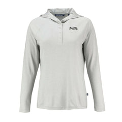 Atlanta Braves Cutter & Buck Women's Coastline Epic Comfort Eco Recycled Raglan Long Sleeve Hoodie T-Shirt Gray