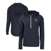 New York Mets Cutter & Buck Women's Daybreak Eco Recycled Half-Zip Hoodie Navy