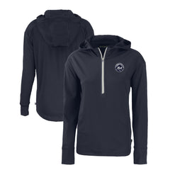New York Mets Cutter & Buck Women's Daybreak Eco Recycled Half-Zip Hoodie Navy