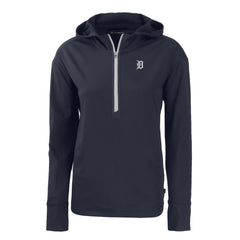 Detroit Tigers Cutter & Buck Women's Daybreak Eco Recycled Half-Zip Hoodie Navy
