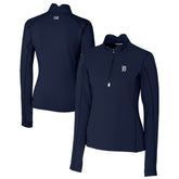 Detroit Tigers Cutter & Buck Women's Traverse Stretch Quarter-Zip Pullover Top Navy