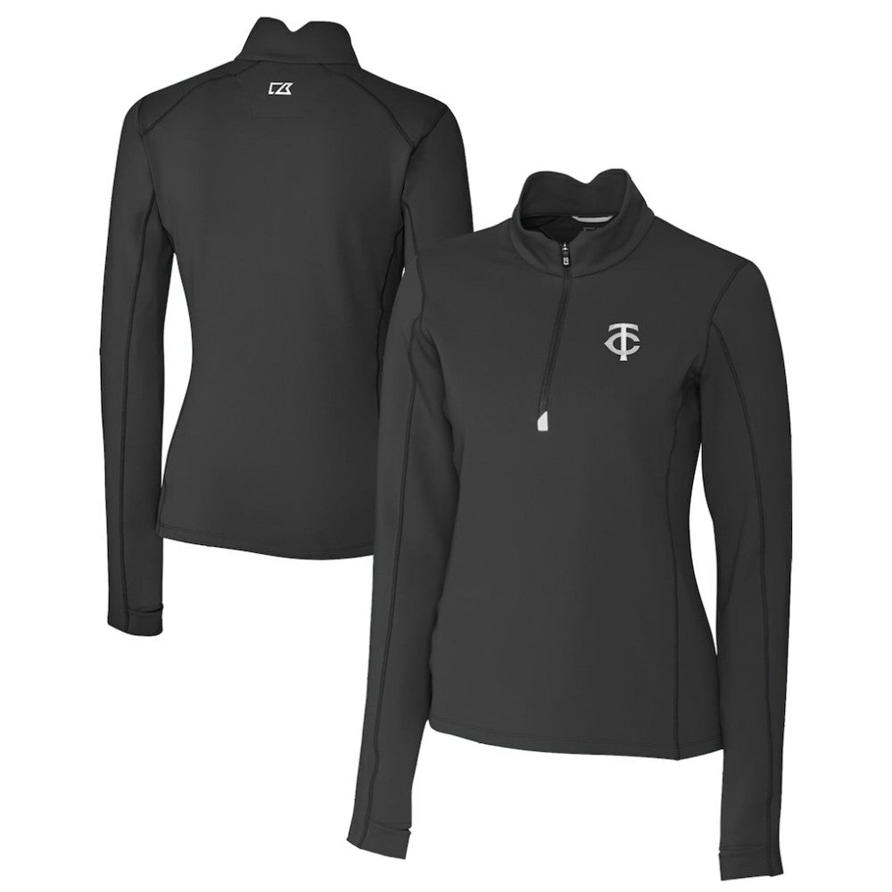 Minnesota Twins Cutter & Buck Women's Traverse Stretch Quarter-Zip Pullover Top Black