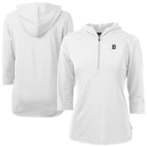 Detroit Tigers Cutter & Buck Women's Virtue Eco Pique Half-Zip 3/4 Sleeve Pullover Hoodie White