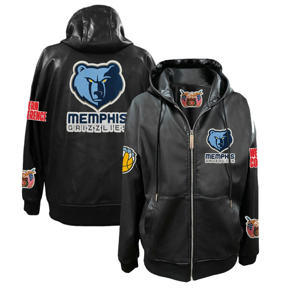 Memphis Grizzlies Jeff Hamilton Vegan Leather Full-Zip Hoodie - Black online