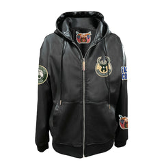 Milwaukee Bucks Jeff Hamilton Vegan Leather Full-Zip Hoodie - Black on sale