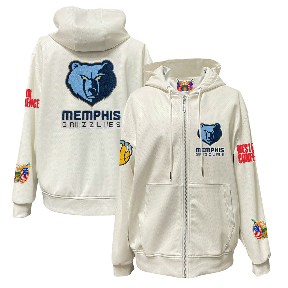 Memphis Grizzlies Jeff Hamilton Vegan Leather Full-Zip Hoodie - White sale