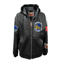 Golden State Warriors Jeff Hamilton Vegan Leather Full-Zip Hoodie sale - Black sale