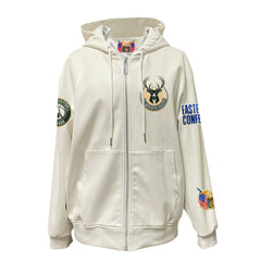 Milwaukee Bucks Jeff Hamilton Vegan Leather Full-Zip Hoodie - White for sale