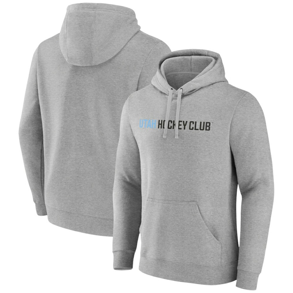 Utah Mammoth Fanatics Wordmark Logo Fleece Pullover Hoodie - Heather Gray Hoodies