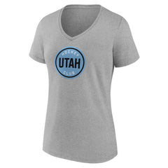 Utah Mammoth Fanatics Women's Draft Logo V-Neck T-Shirt - Heather Gray T-shirts