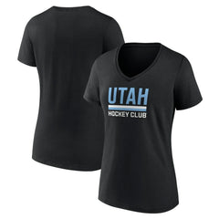 Utah Mammoth Fanatics Women's Secondary Logo V-Neck T-Shirt - Black T-shirts