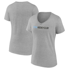 Utah Mammoth Fanatics Women's Wordmark Logo V-Neck T-Shirt - Heather Gray T-shirts