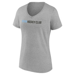 Utah Mammoth Fanatics Women's Wordmark Logo V-Neck T-Shirt - Heather Gray T-shirts