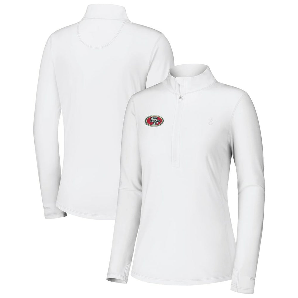 San Francisco 49ers Women's Sport Playa Vista IslandZone Quarter-Zip Jacket - White for sale