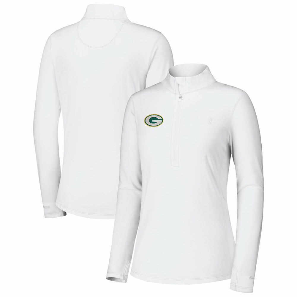 Green Bay Packers Women's Sport Playa Vista IslandZone Quarter-Zip Jacket - White on sale