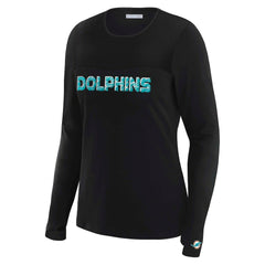 Miami Dolphins WEAR by Erin Andrews x Gracie Hunt Women's Mesh Panel Long Sleeve T-Shirt - Black cheap