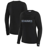 Seattle Seahawks WEAR by Erin Andrews x Gracie Hunt Women's Mesh Panel Long Sleeve T-Shirt - Black online