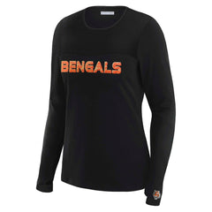 Cincinnati Bengals WEAR by Erin Andrews x Gracie Hunt Women's Mesh Panel Long Sleeve T-Shirt - Black online