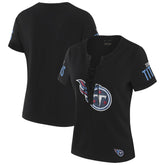 Tennessee Titans WEAR by Erin Andrews x Gracie Hunt Women's Draft Me Lace-Up T-Shirt - Black sale