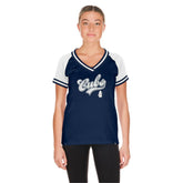 Chicago Cubs Women's Gameday Raglan V-Neck T-Shirt Navy