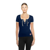Atlanta Braves Women's Throwback Lace Up T-Shirt Navy