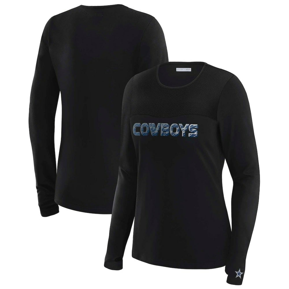 Dallas Cowboys WEAR by Erin Andrews x Gracie Hunt Women's Mesh Panel Long Sleeve T-Shirt - Black outlet