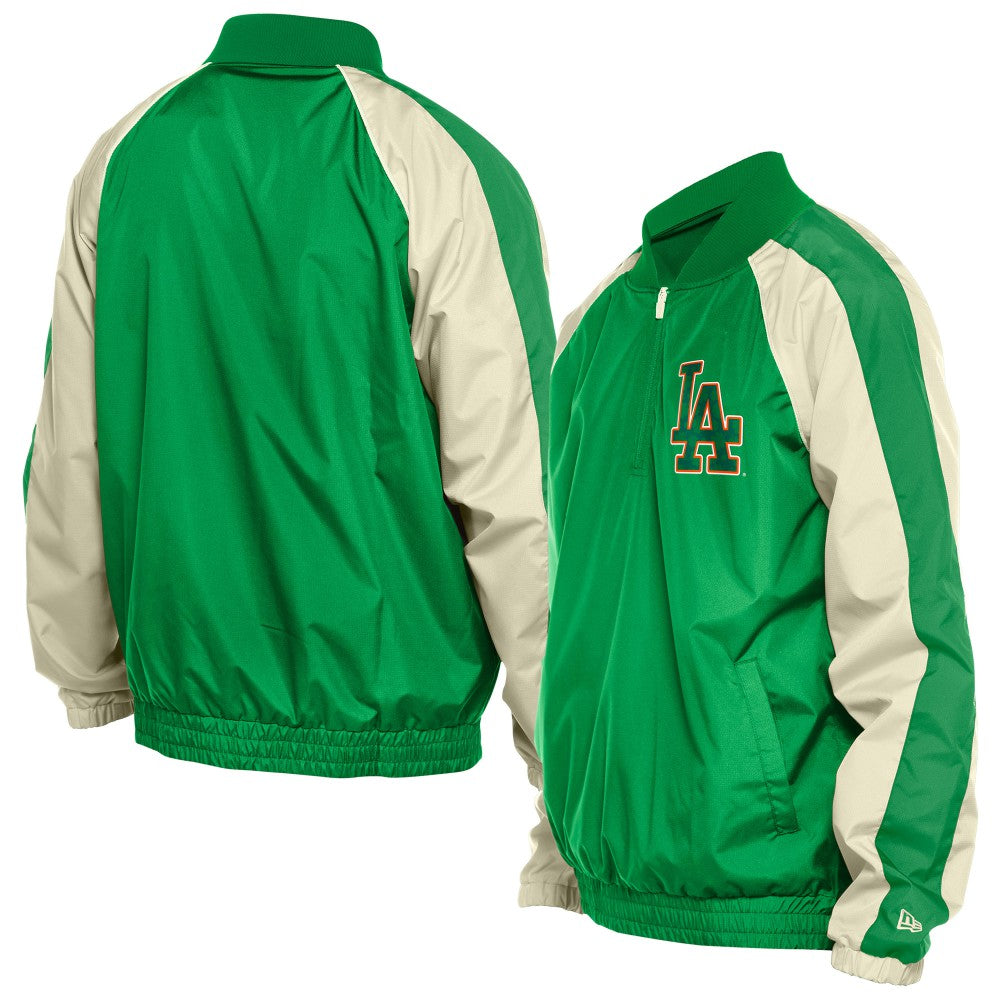 Los Angeles Dodgers St. Patrick's Day Ripstop Raglan Quarter-Zip Windbreaker Kelly Green