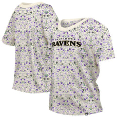 Baltimore Ravens New Era Women's Glam Game Floral Scoop Neck T-Shirt - Cream discount
