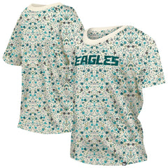 Philadelphia Eagles New Era Women's Glam Game Floral Scoop Neck T-Shirt - Cream sale
